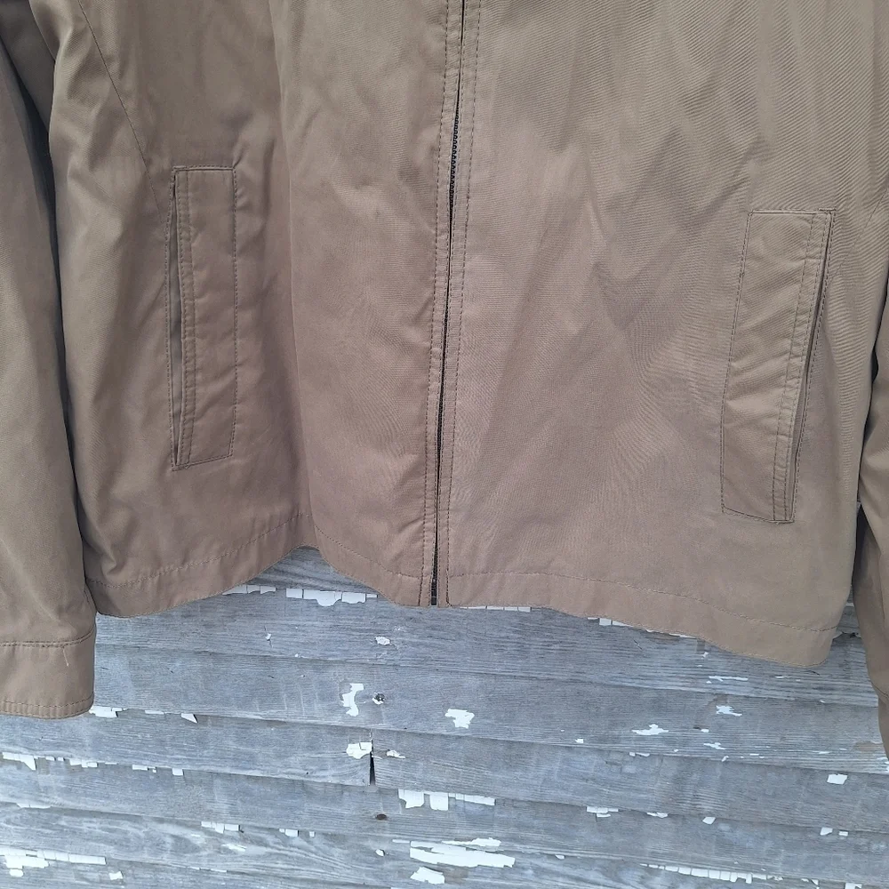 EUC Tommy Hilfiger Men's Classic Front-Zip Micro-Twill Jacket Khaki Size Large